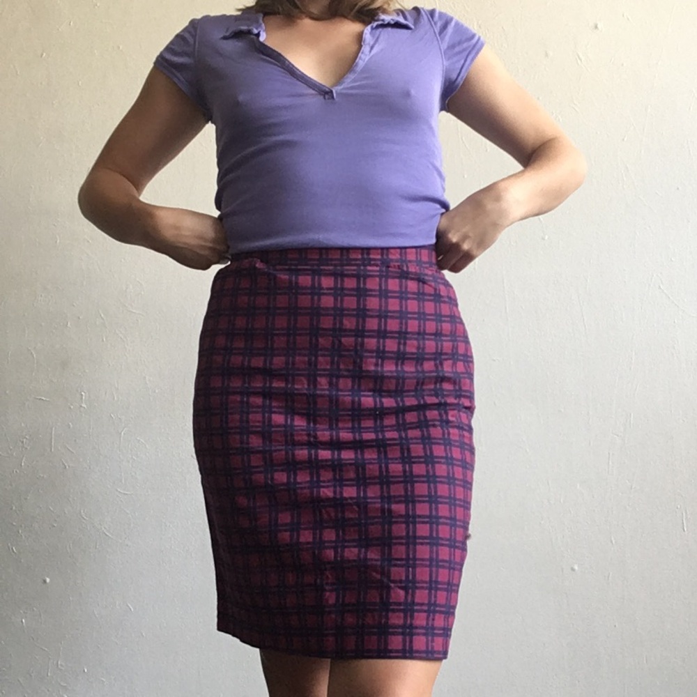 80s plaid pencil skirt